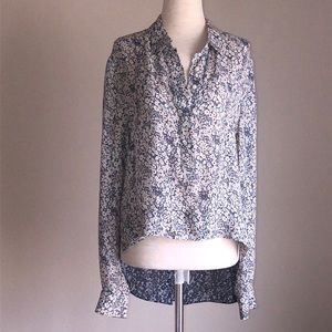 Derek Lam 10 Crosby Blue floral silk blouse Sz. 6